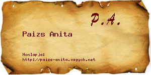 Paizs Anita névjegykártya
